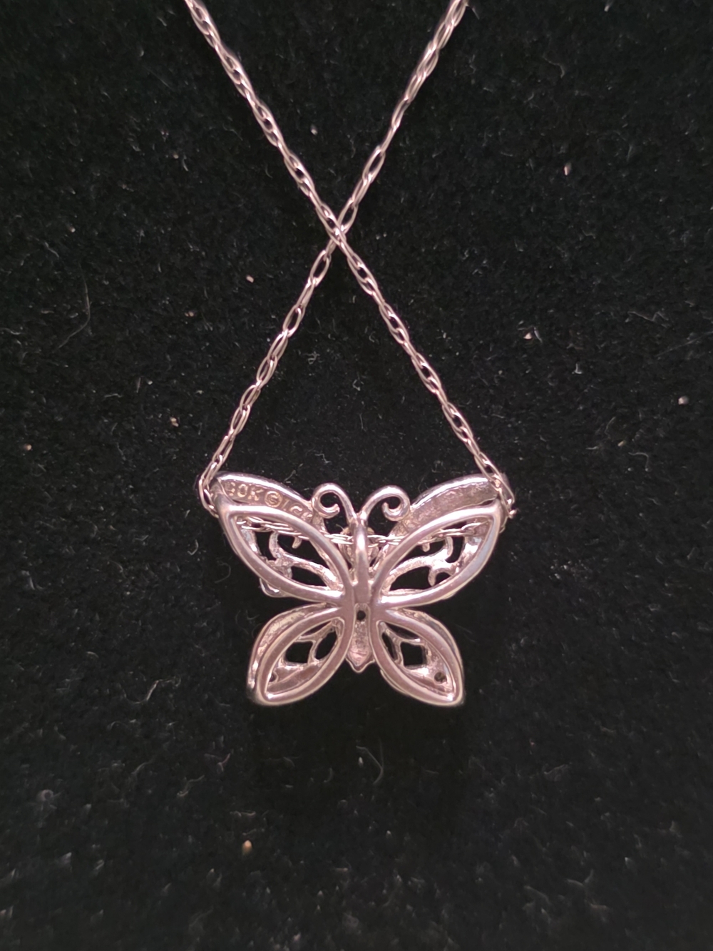 10K White Gold Diamond Butterfly Necklace & Charm Pendant 1.61g Both